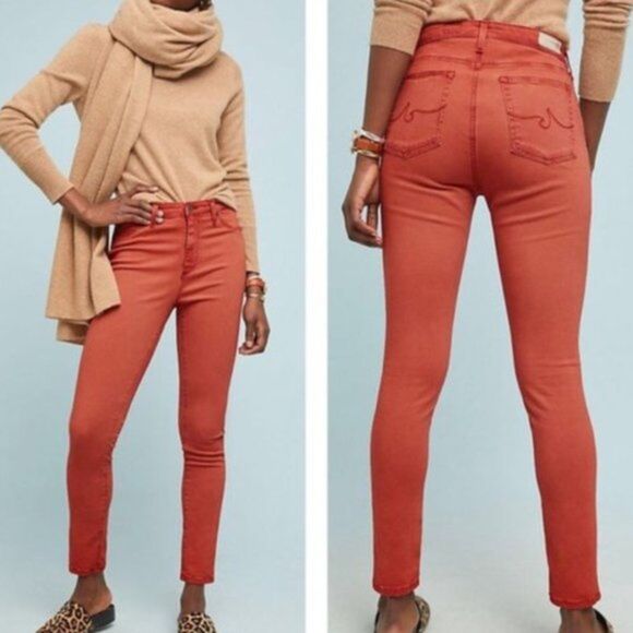 AG ADRIANO GOLDSCHMIED The High Rise Abbey Burnt Orange Ankle Super Skinny Sz 29 - Picture 1 of 9